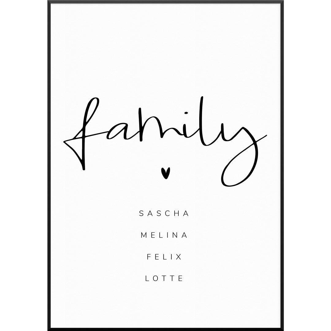 Personalisiertes Poster "Family Script No2 Poster" | Wanddekoration | Personalisierte Geschenkidee, 20 x 30 cm von My Fam Poster I Individuelle Familienposter