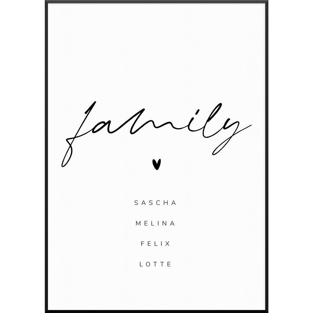 Personalisiertes Poster "Family Script No3 Poster" | Wanddekoration | Personalisierte Geschenkidee, 30 x 40 cm von My Fam Poster I Individuelle Familienposter