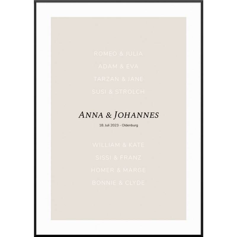 Famous Couples Poster, 20 x 30 cm von My Fam Poster I Individuelle Familienposter