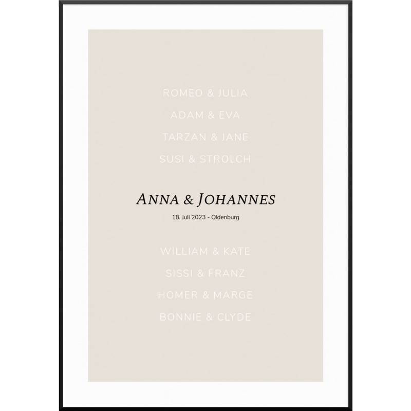 Famous Couples Poster, 20 x 30 cm von My Fam Poster I Individuelle Familienposter