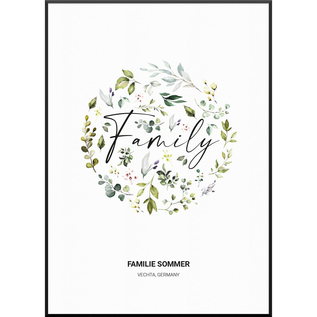 Personalisiertes Poster "Floral Family Poster" | Wanddekoration | Personalisierte Geschenkidee, 50 x 70 cm von My Fam Poster I Individuelle Familienposter