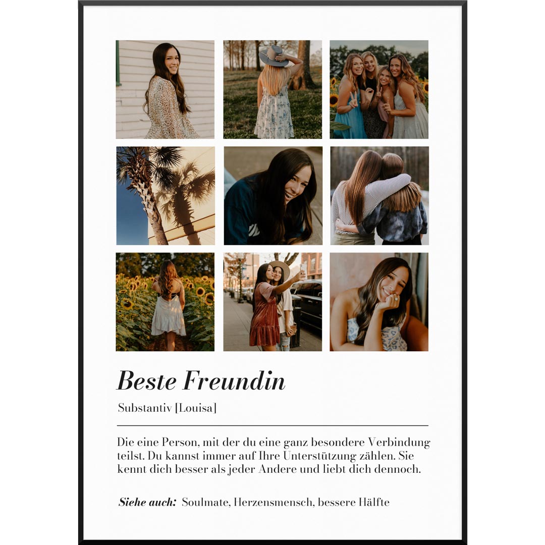 "Beste Freundin" Fotocollage | Personalisierte Fotocollage für beste Freundin | Geschenk beste Freundin, 50 x 70 cm von My Fam Poster I Individuelle Familienposter