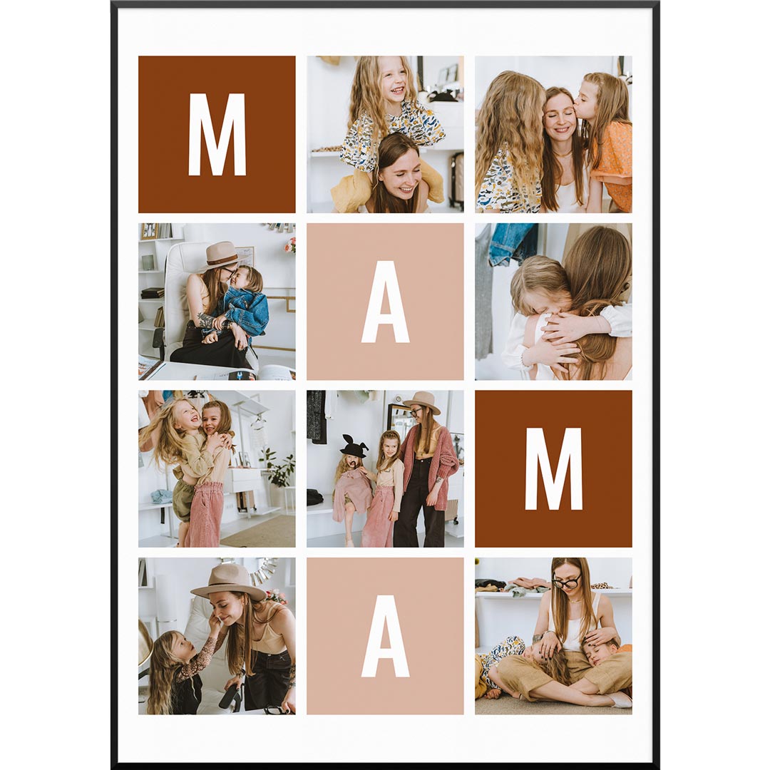 Personalisiertes Fotoposter "Fotocollage Mama No1" | Geschenk für Mama | besonderes Muttertagsgeschenk, 30 x 40 cm von My Fam Poster I Individuelle Familienposter