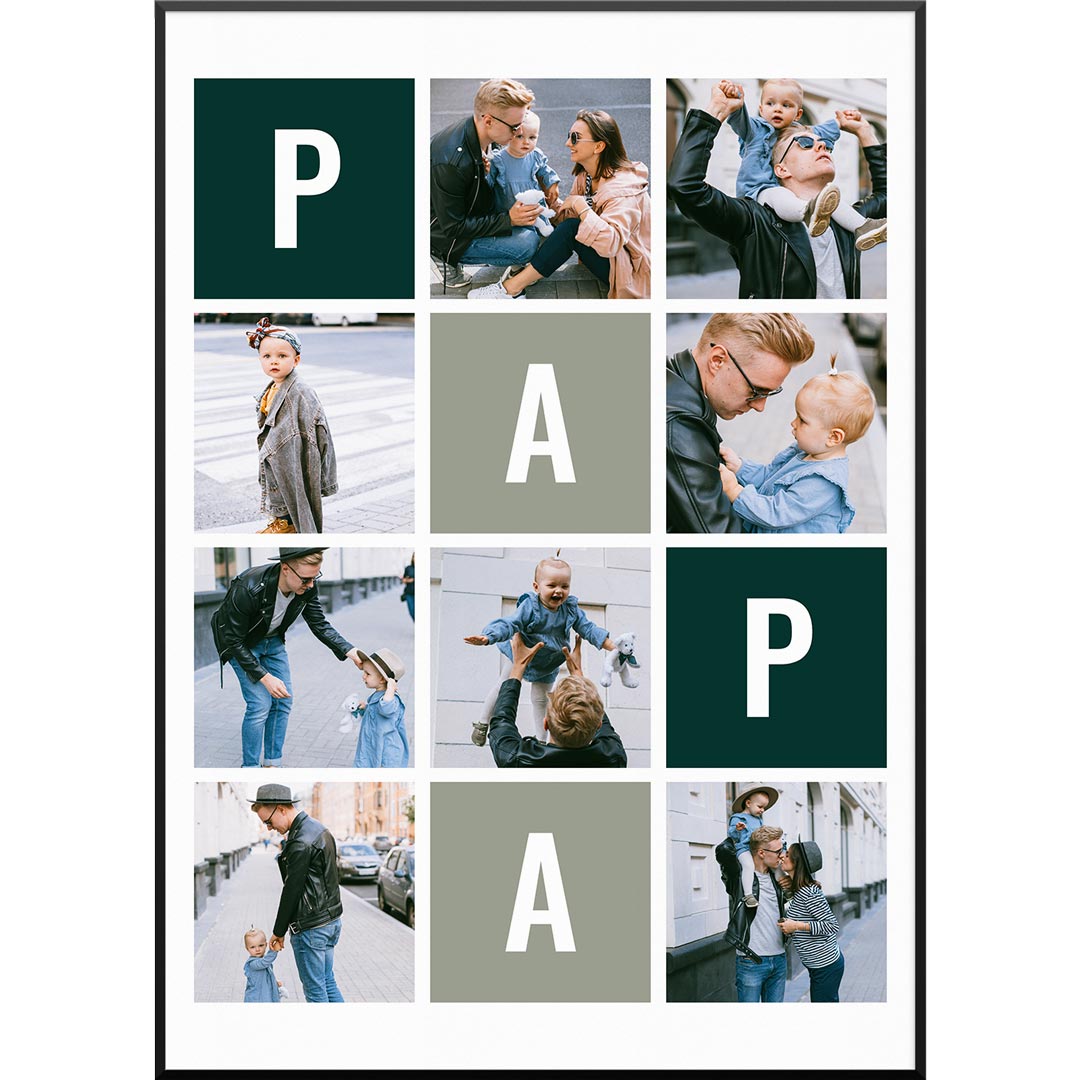 Personalisiertes Fotoposter "Fotocollage Papa No1" | Geschenk für Papa | besonderes Vatertagsgeschenk, 50 x 70 cm von My Fam Poster I Individuelle Familienposter