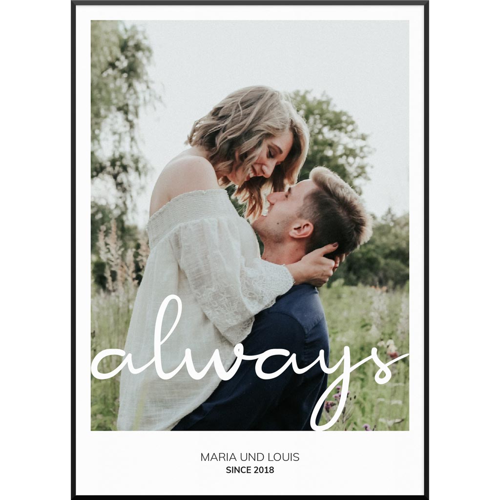 Valentinstag - Personalisiertes Fotoposter "Fotoposter Always No1" | Wanddekoration | Personalisierte Geschenkidee, 20 x 30 cm von My Fam Poster I Individuelle Familienposter