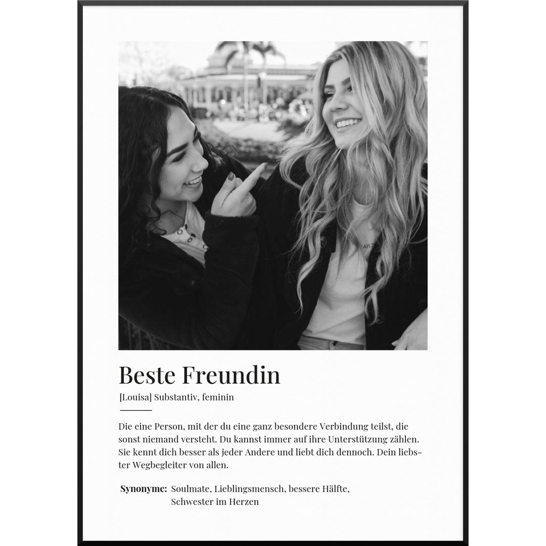 "Beste Freundin" Personalisiertes Fotoposter | Persönliches Fotogeschenk für die beste Freundin, 40 x 60 cm von My Fam Poster I Individuelle Familienposter