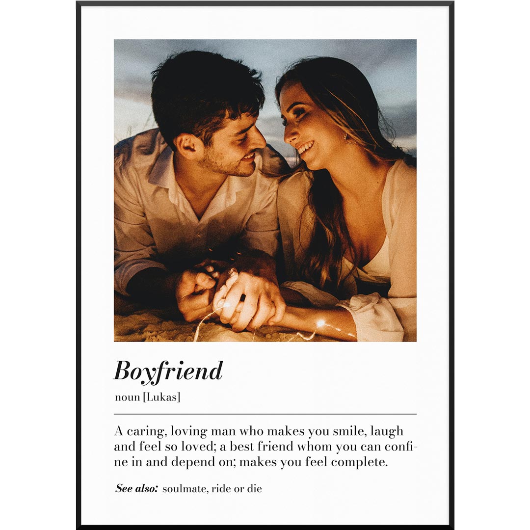 Personalisiertes Fotoposter "Fotoposter Definition Boyfriend" | Geschenk für den Freund | besonderes Geschenk, 20 x 30 cm von My Fam Poster I Individuelle Familienposter