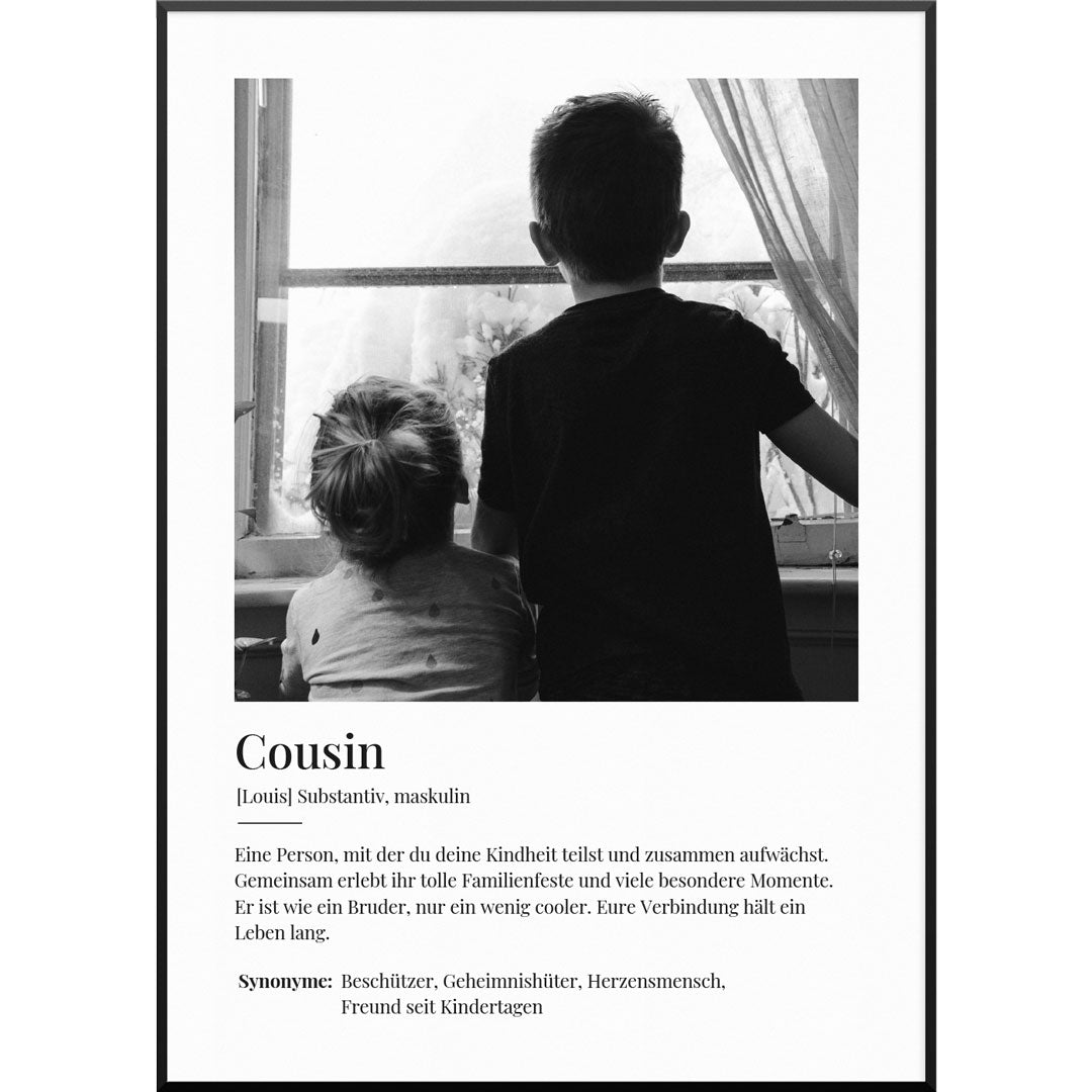 Fotoposter Definition Cousin, 20 x 30 cm von My Fam Poster I Individuelle Familienposter