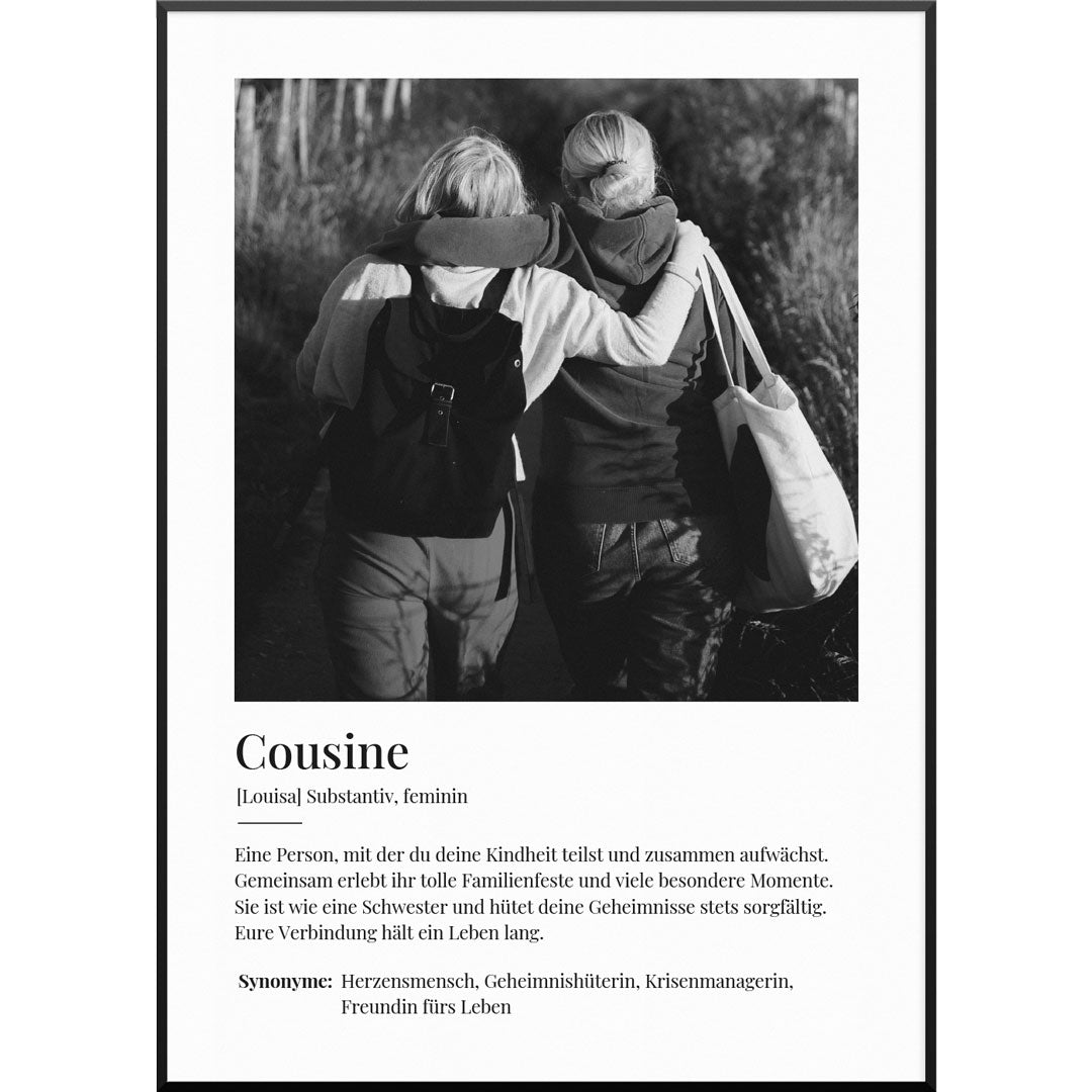 Fotoposter Definition Cousine, 30 x 40 cm von My Fam Poster I Individuelle Familienposter