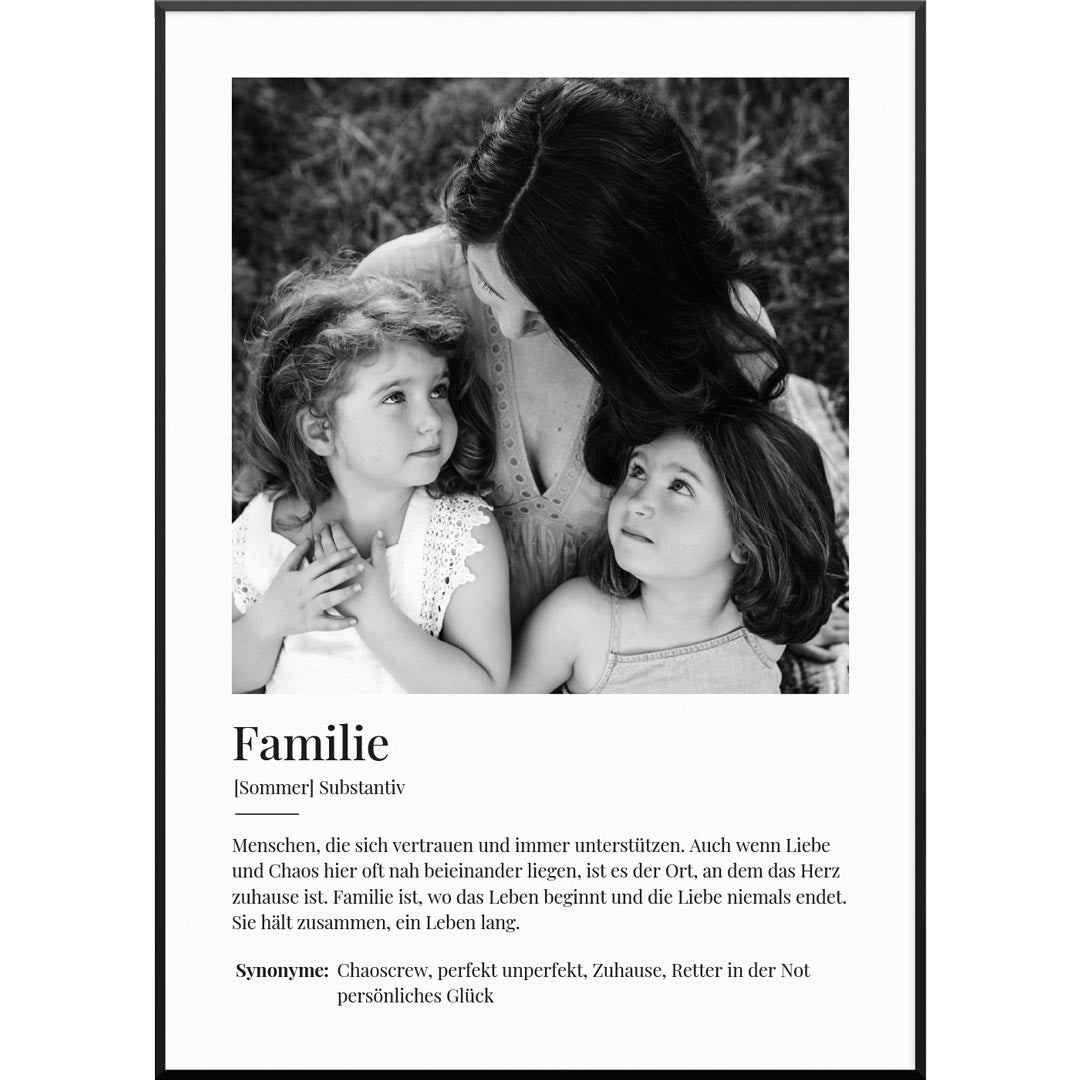 Personalisiertes Fotoposter "Fotoposter Definition Familie" | Wanddekoration | Personalisierte Geschenkidee, 30 x 40 cm von My Fam Poster I Individuelle Familienposter