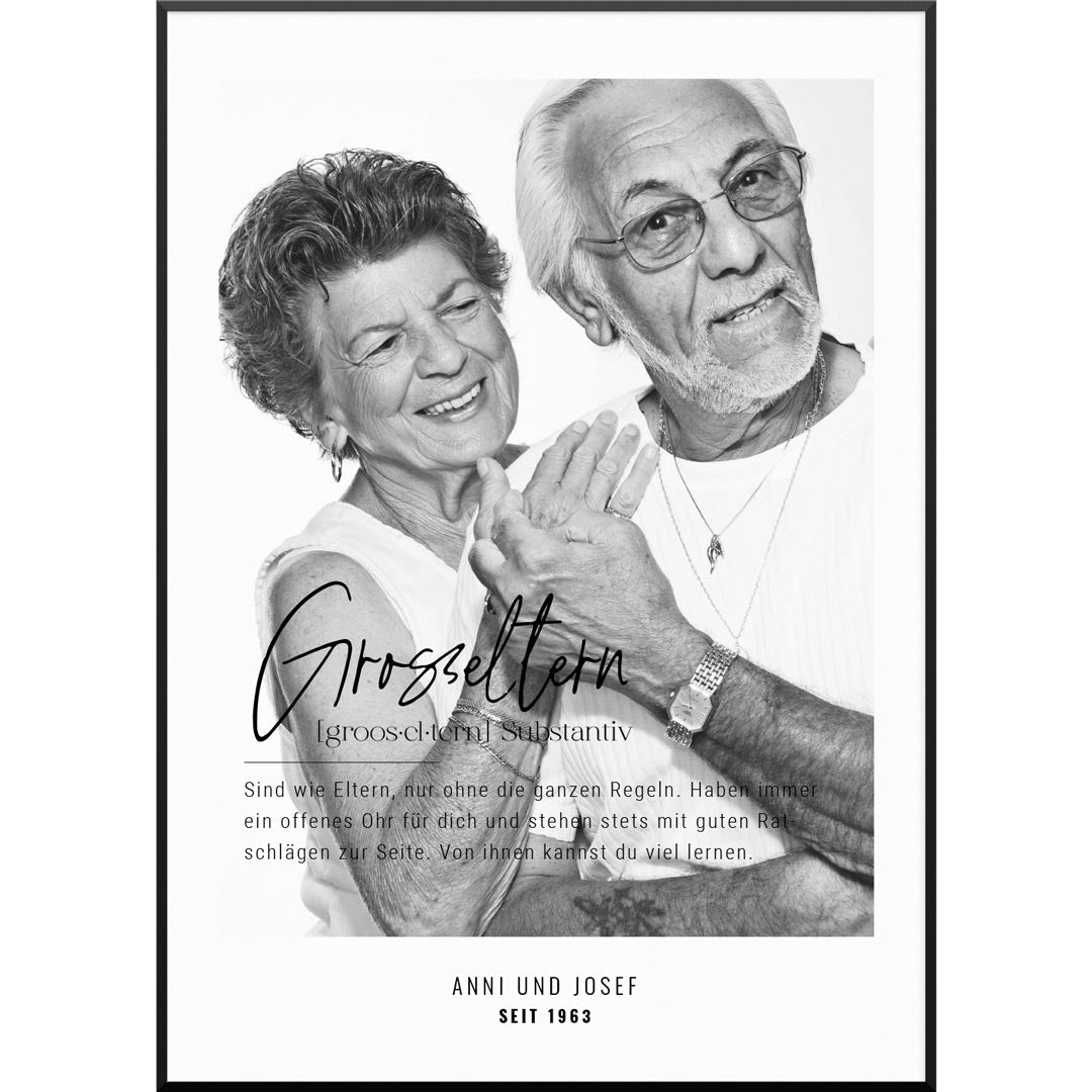 Personalisiertes Fotoposter "Definition Großeltern" | Geschenk von Enkeln für Oma und Opa, 40 x 60 cm von My Fam Poster I Individuelle Familienposter