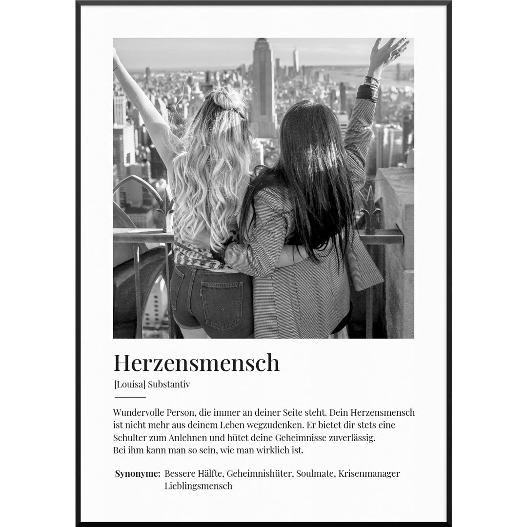 "Herzensmensch" Poster mit eigenem Bild | Fotogeschenk für besondere Menschen | Wandbild mit eigenem Bild, 20 x 30 cm von My Fam Poster I Individuelle Familienposter