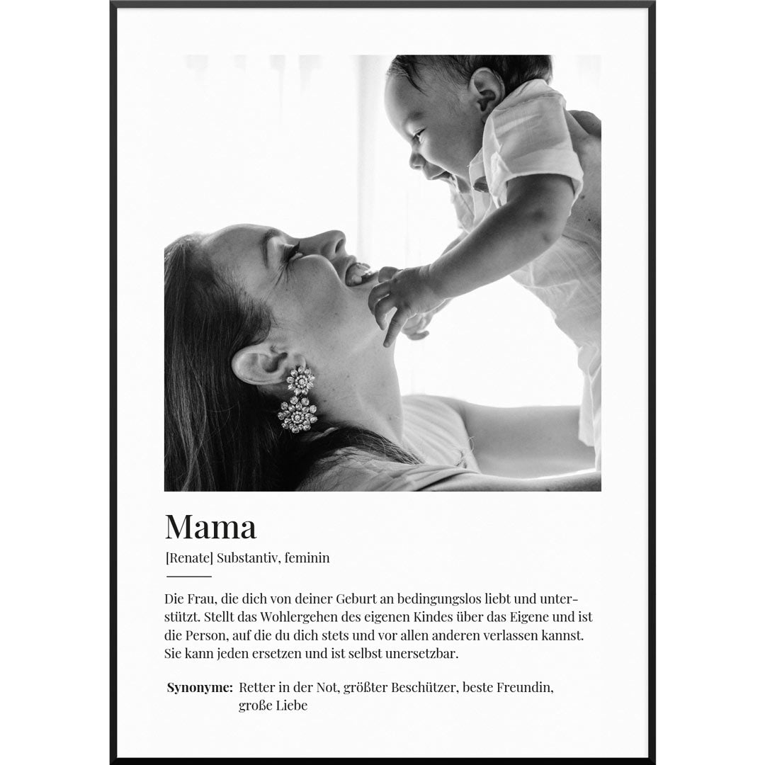 "Definition Mama" Personalisiertes Fotoposter | Persönliches, besonderes Fotogeschenk für die Mutter, 40 x 60 cm von My Fam Poster I Individuelle Familienposter