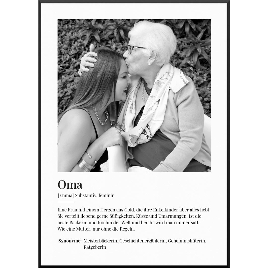 "Definition Oma No3" Personalisiertes Fotoposter | Persönliches Weihnachtsgeschenk Großmutter | Besonderes Fotogeschenk Oma, 50 x 70 cm von My Fam Poster I Individuelle Familienposter