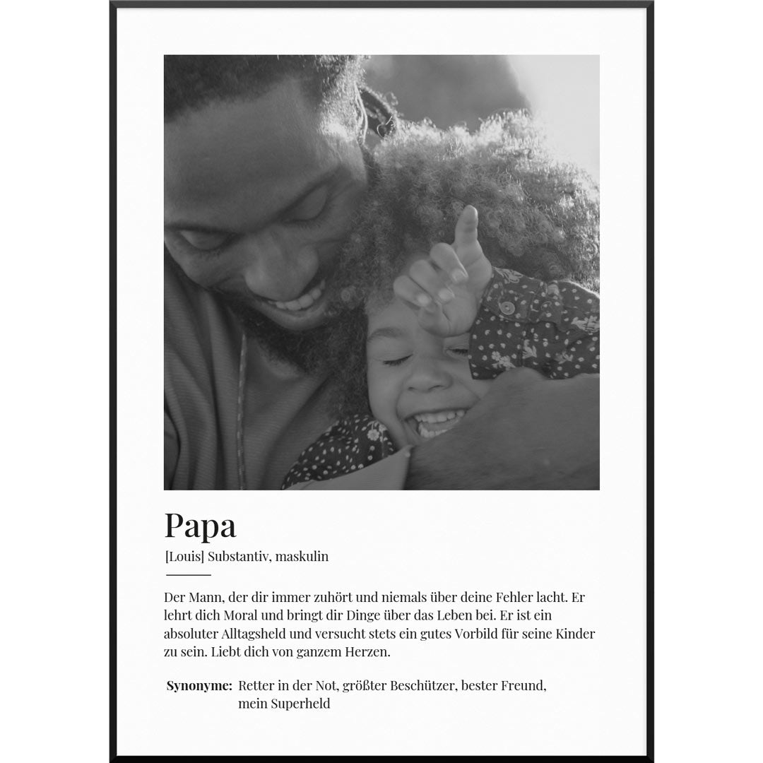 "Definition Papa" Personalisiertes Fotoposter | Persönliches, besonderes Fotogeschenk für den Vater, 40 x 60 cm von My Fam Poster I Individuelle Familienposter