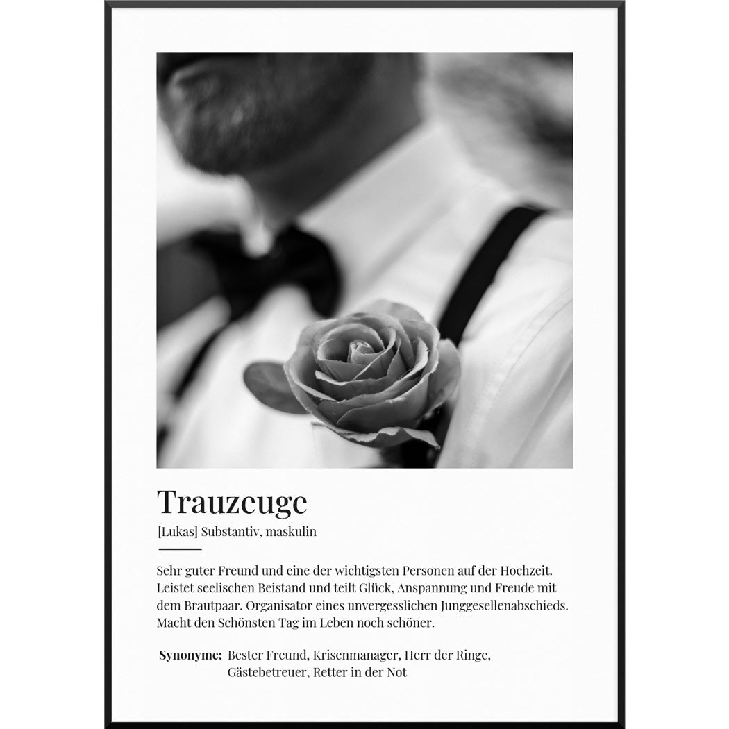 Fotoposter Definition Trauzeuge, 20 x 30 cm von My Fam Poster I Individuelle Familienposter