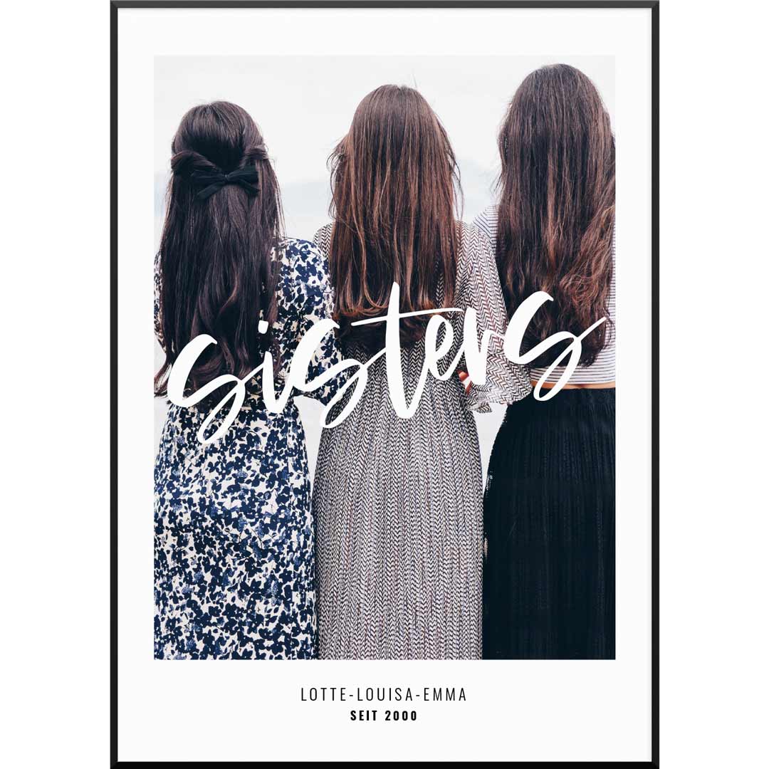 Personalisiertes Fotoposter "Fotoposter Sisters No4" | Geschenk für Schwester | besonderes Geschenk, 20 x 30 cm von My Fam Poster I Individuelle Familienposter