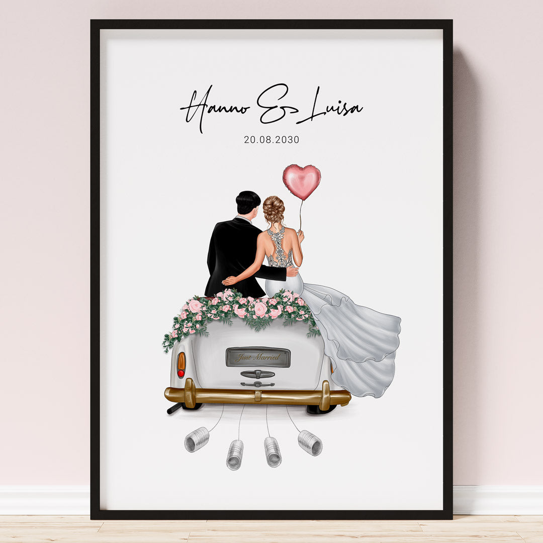 Geldgeschenk Poster 'Wedding Comic', 20 x 30 cm von My Fam Poster I Individuelle Familienposter