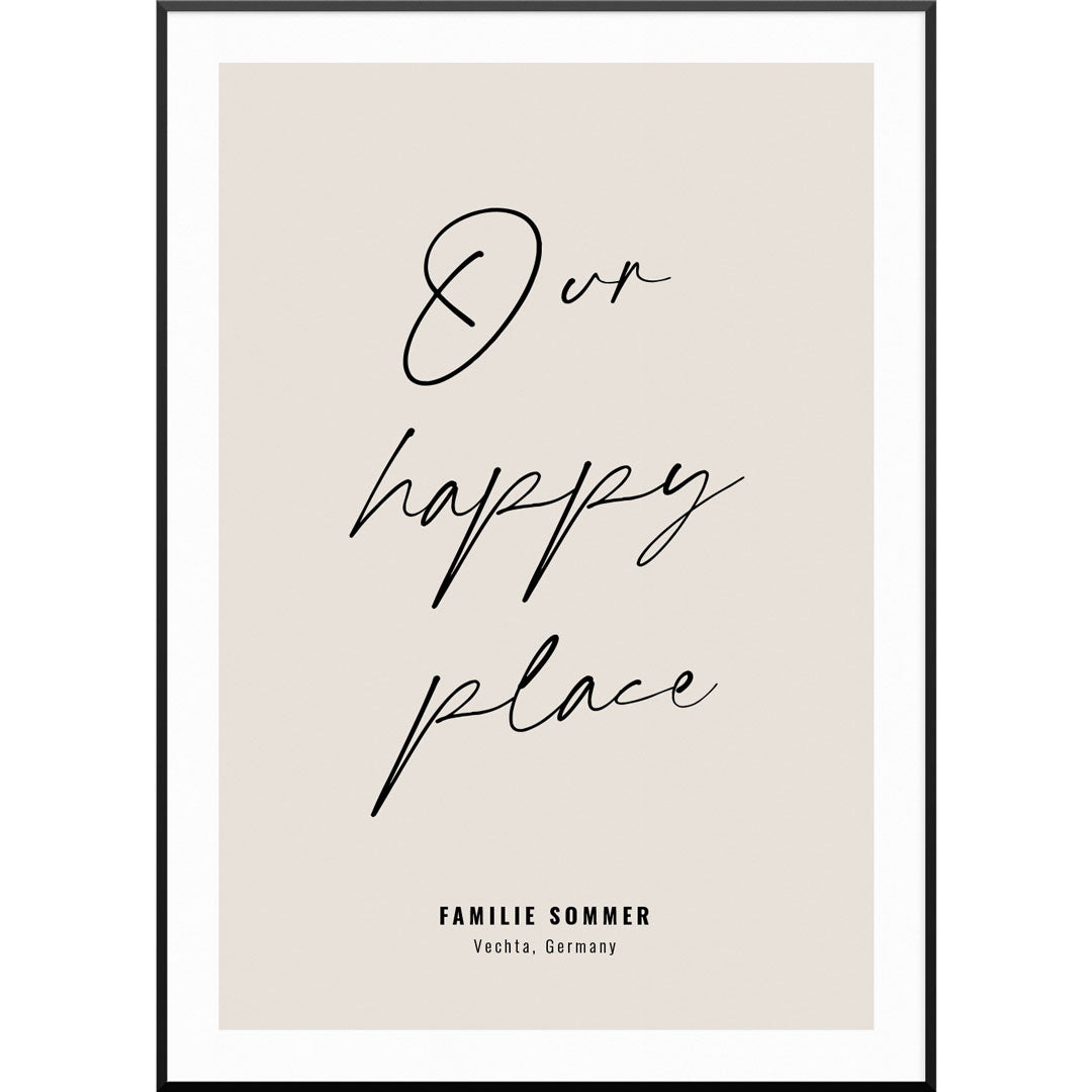 Happy Place Poster, 40 x 60 cm von My Fam Poster I Individuelle Familienposter