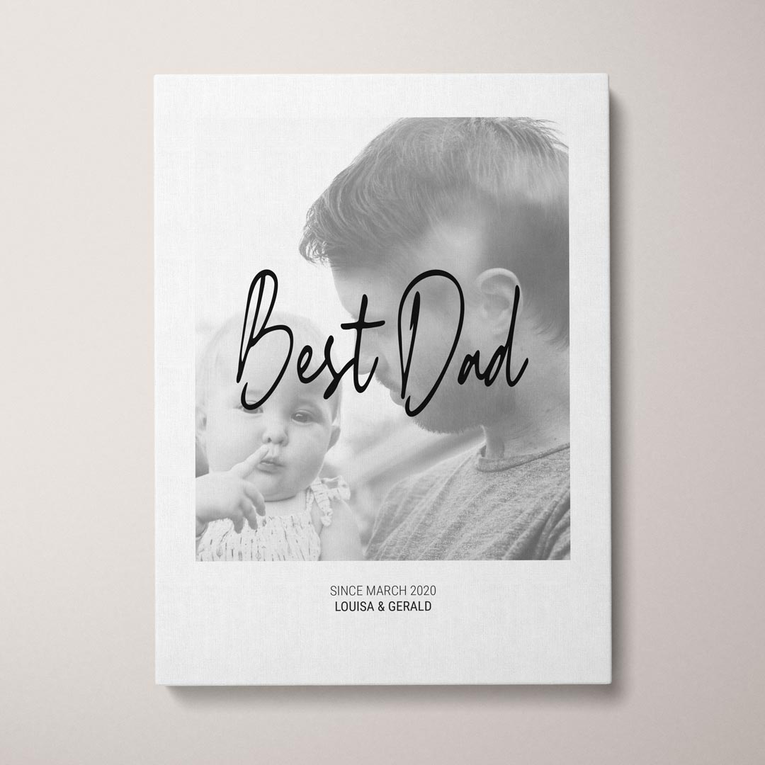 Personalisierte Fotoleinwand "Leinwand Best Dad" | Geschenk für Papa | besonderes Vatertagsgeschenk, 30 x 40 cm von My Fam Poster I Individuelle Familienposter