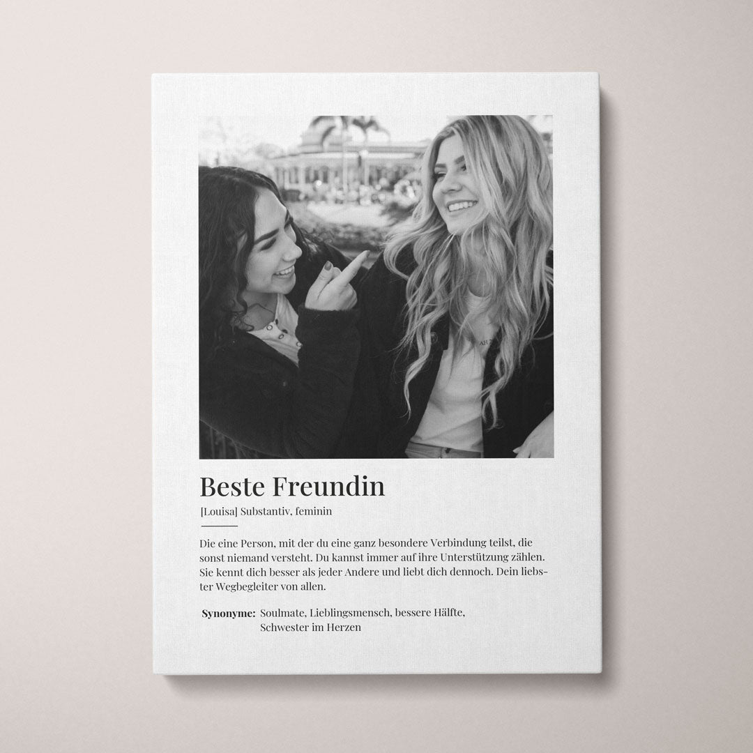 Personalisierte Leinwand "Leinwandbild Beste Freundin" | Geschenk für Freundin | Geschenkidee Freundin, 30 x 40 cm von My Fam Poster I Individuelle Familienposter