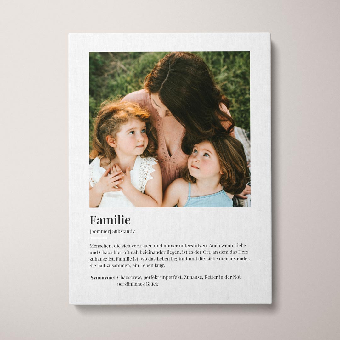 Personalisierte Leinwand "Leinwandbild Definition Familie No2" | Wanddekoration | Personalisierte Geschenkidee, 40 x 60 cm von My Fam Poster I Individuelle Familienposter