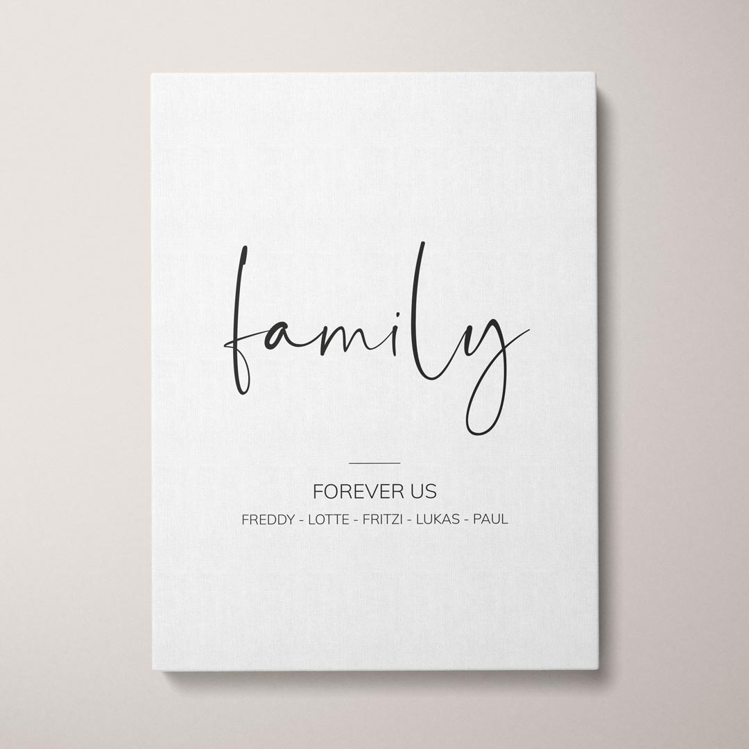 Personalisierte Leinwand "Leinwandbild Family Script" | Wanddekoration | Personalisierte Geschenkidee, 40 x 60 cm von My Fam Poster I Individuelle Familienposter