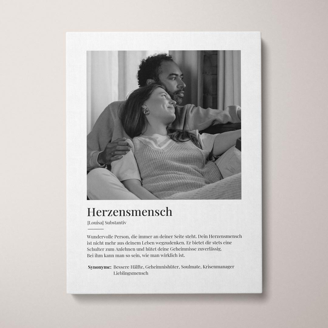 Personalisierte Leinwand "Leinwandbild Herzensmensch" | Geschenk für Freundin | Geschenk für Freund, 40 x 60 cm von My Fam Poster I Individuelle Familienposter