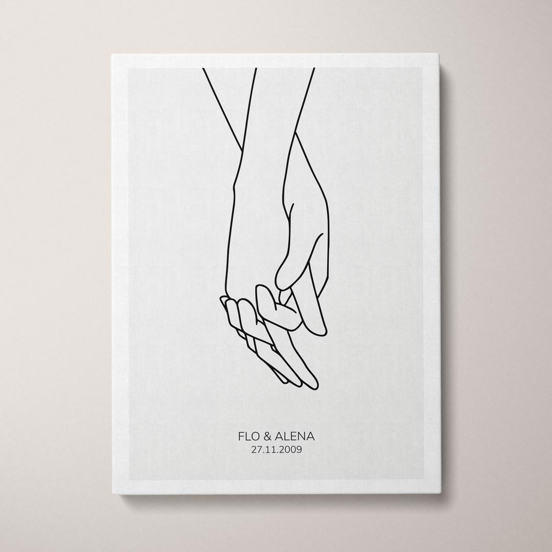 Personalisierte Leinwand "Leinwandbild Holding Hands" | Wanddekoration | Personalisierte Geschenkidee, 30 x 40 cm von My Fam Poster I Individuelle Familienposter