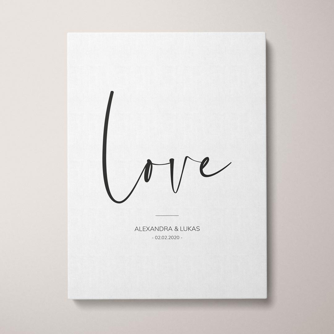 Personalisierte Leinwand "Leinwandbild Love Script" | Geschenk für Freundin | Geschenk für Freund, 30 x 40 cm von My Fam Poster I Individuelle Familienposter