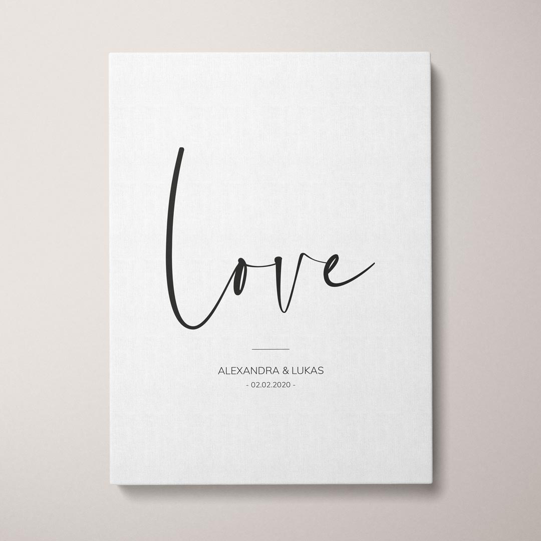 Personalisierte Leinwand "Leinwandbild Love Script" | Geschenk für Freundin | Geschenk für Freund, 40 x 60 cm von My Fam Poster I Individuelle Familienposter