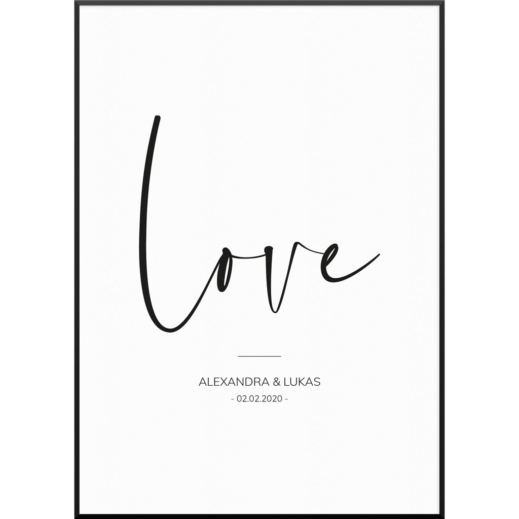 Personalisiertes Poster "Love Script Poster" | Wanddekoration | Personalisierte Geschenkidee, 20 x 30 cm von My Fam Poster I Individuelle Familienposter