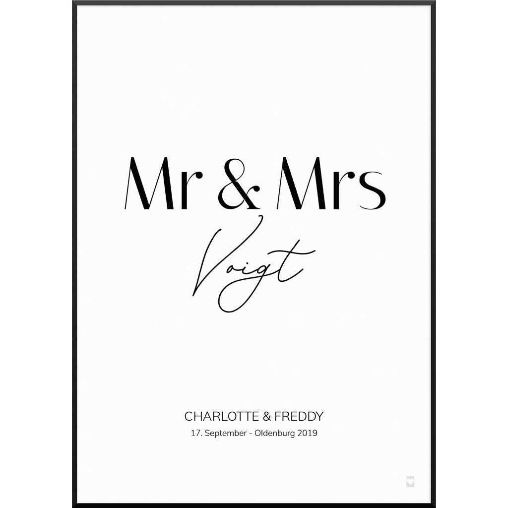 Mr & Mrs Poster, 40 x 60 cm von My Fam Poster I Individuelle Familienposter