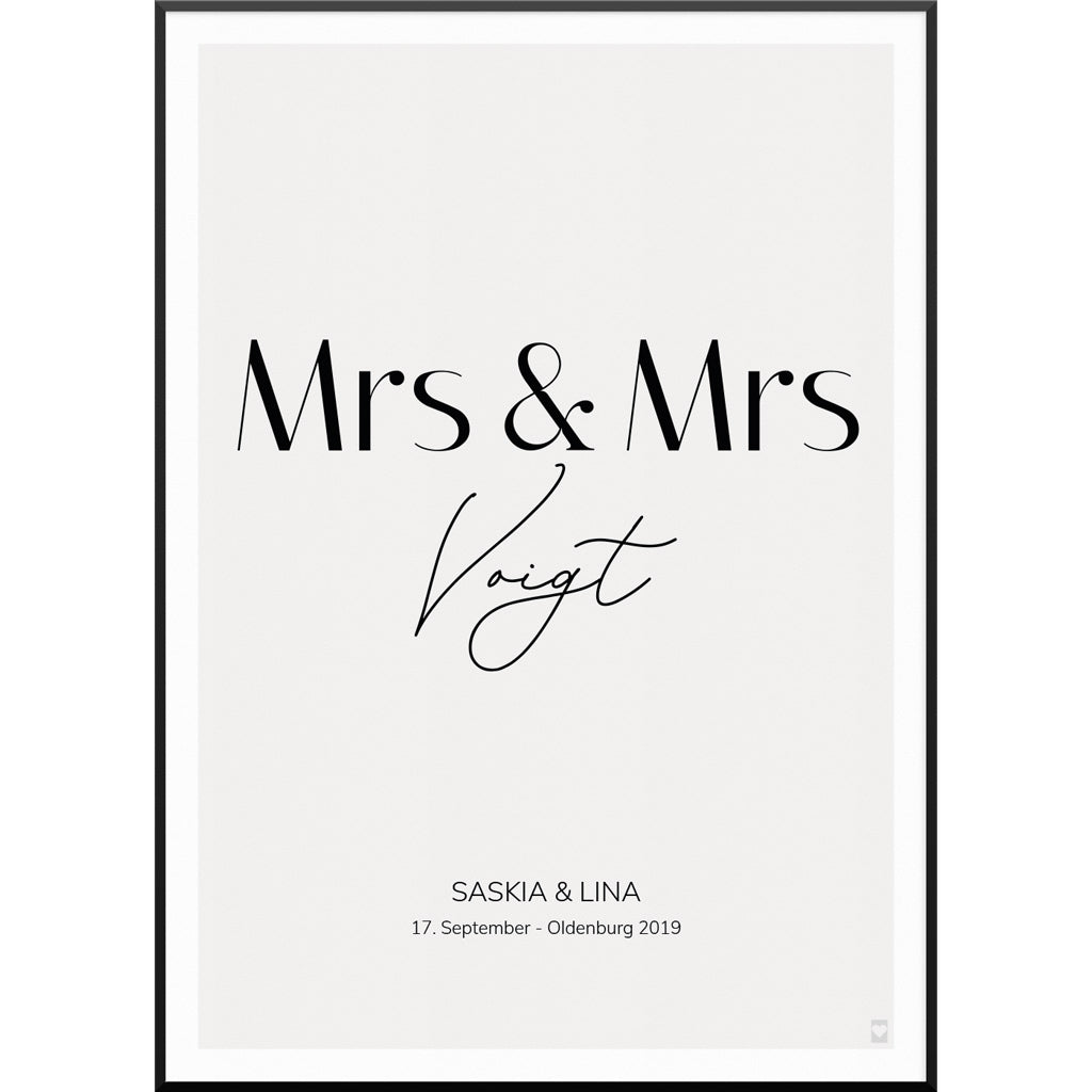 Mrs & Mrs Poster, 50 x 70 cm von My Fam Poster I Individuelle Familienposter