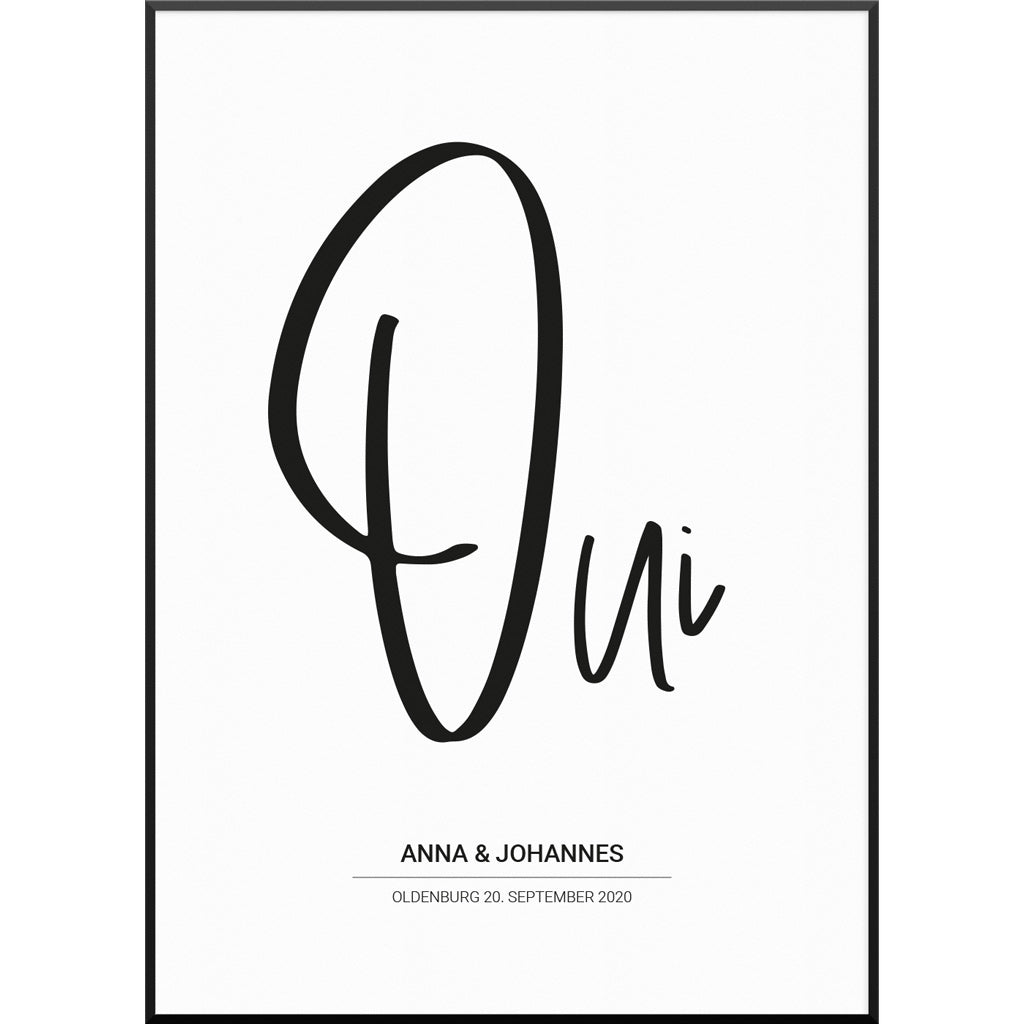 Personalisiertes Poster "Oui Poster" | Wanddekoration | Personalisierte Geschenkidee, 30 x 40 cm von My Fam Poster I Individuelle Familienposter