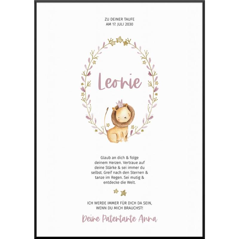 Personalisiertes Poster "Patenbrief Poster Lion No2" | Geschenk für Paten | besonderes Paten Geschenk, 50 x 70 cm von My Fam Poster I Individuelle Familienposter