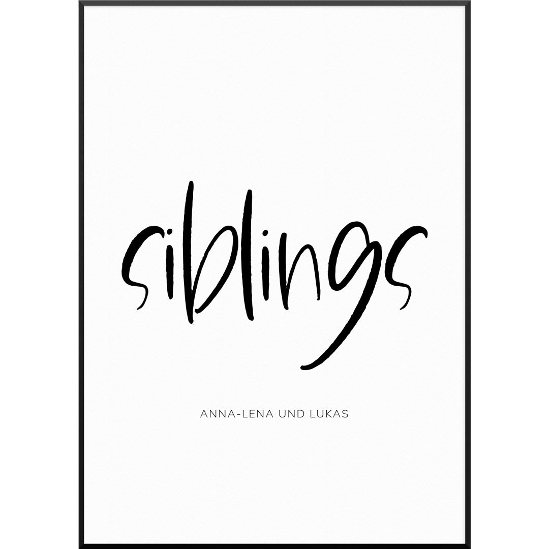 Personalisiertes Poster "Siblings Script Poster" | Wanddekoration | Personalisierte Geschenkidee, 20 x 30 cm von My Fam Poster I Individuelle Familienposter