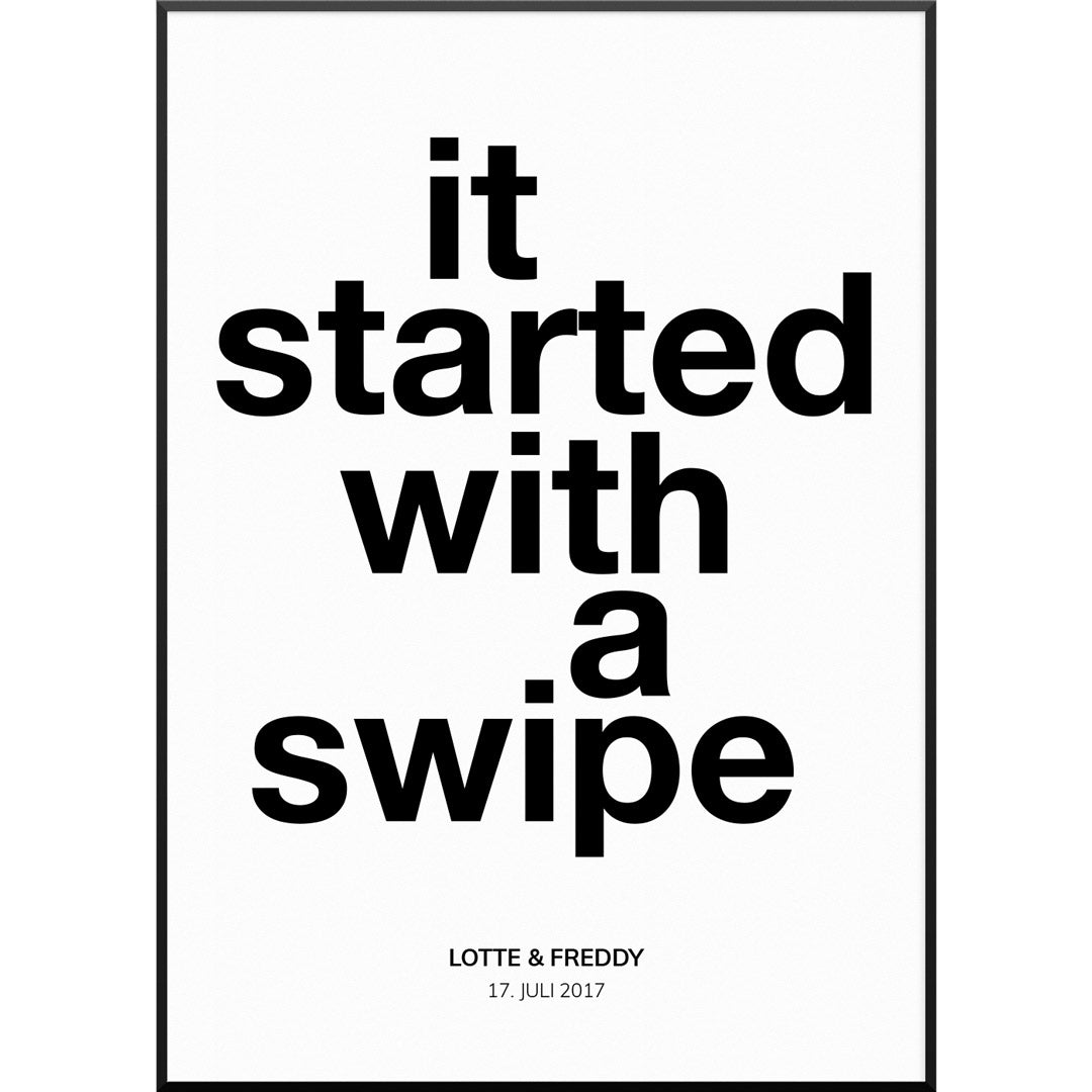 Started With A Swipe Poster, 30 x 40 cm von My Fam Poster I Individuelle Familienposter