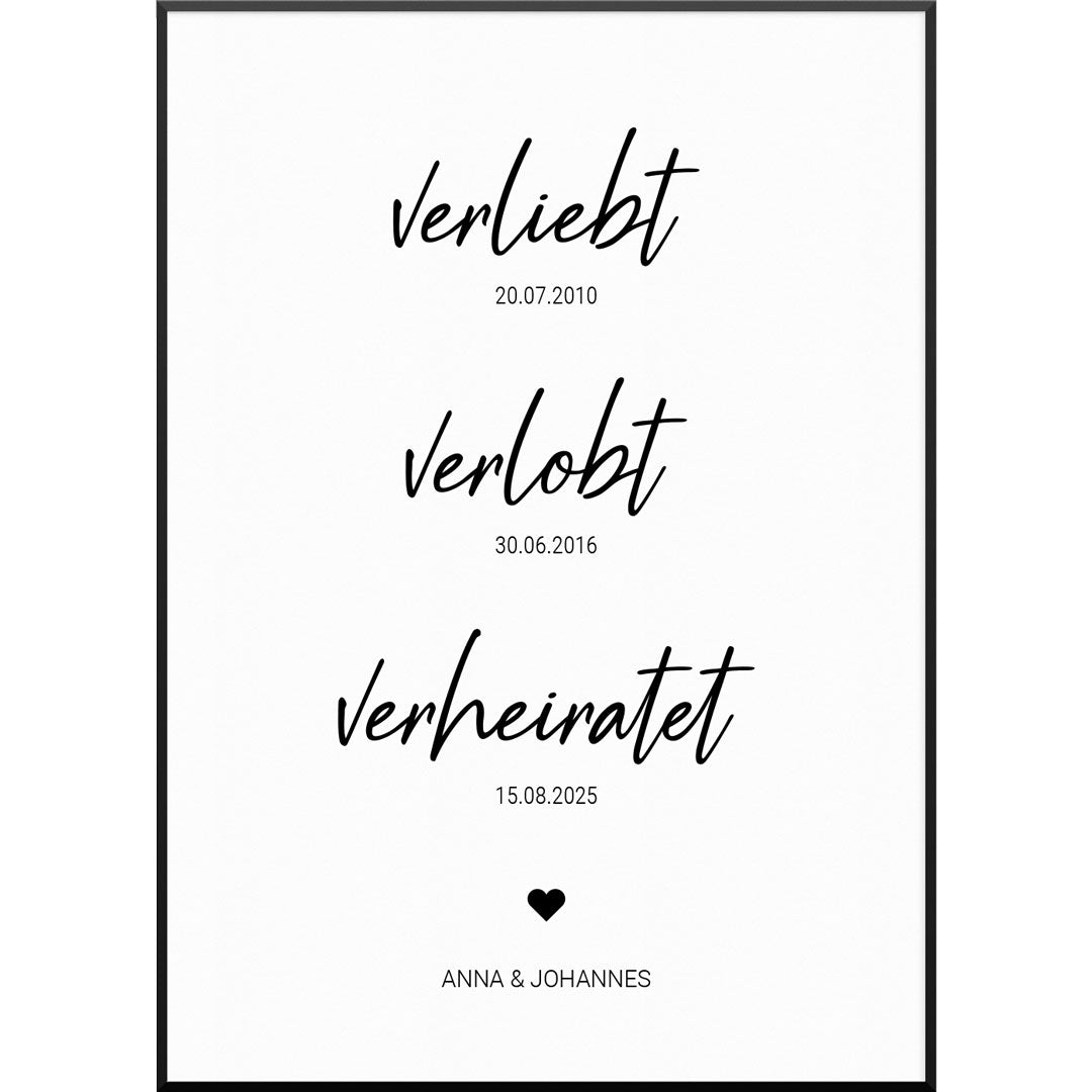 Verliebt Verlobt Poster, 40 x 60 cm von My Fam Poster I Individuelle Familienposter