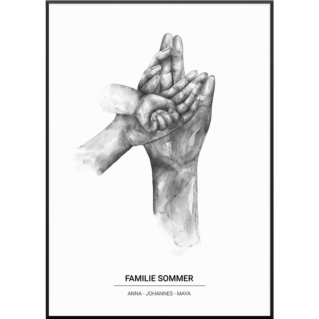 Personalisiertes Poster "Watercolor Hands No1 Poster" | Wanddekoration | Personalisierte Geschenkidee, 20 x 30 cm von My Fam Poster I Individuelle Familienposter