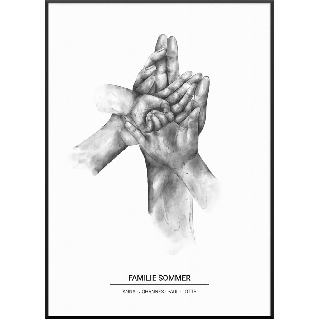 Personalisiertes Poster "Watercolor Hands No2 Poster" | Wanddekoration | Personalisierte Geschenkidee, 20 x 30 cm von My Fam Poster I Individuelle Familienposter