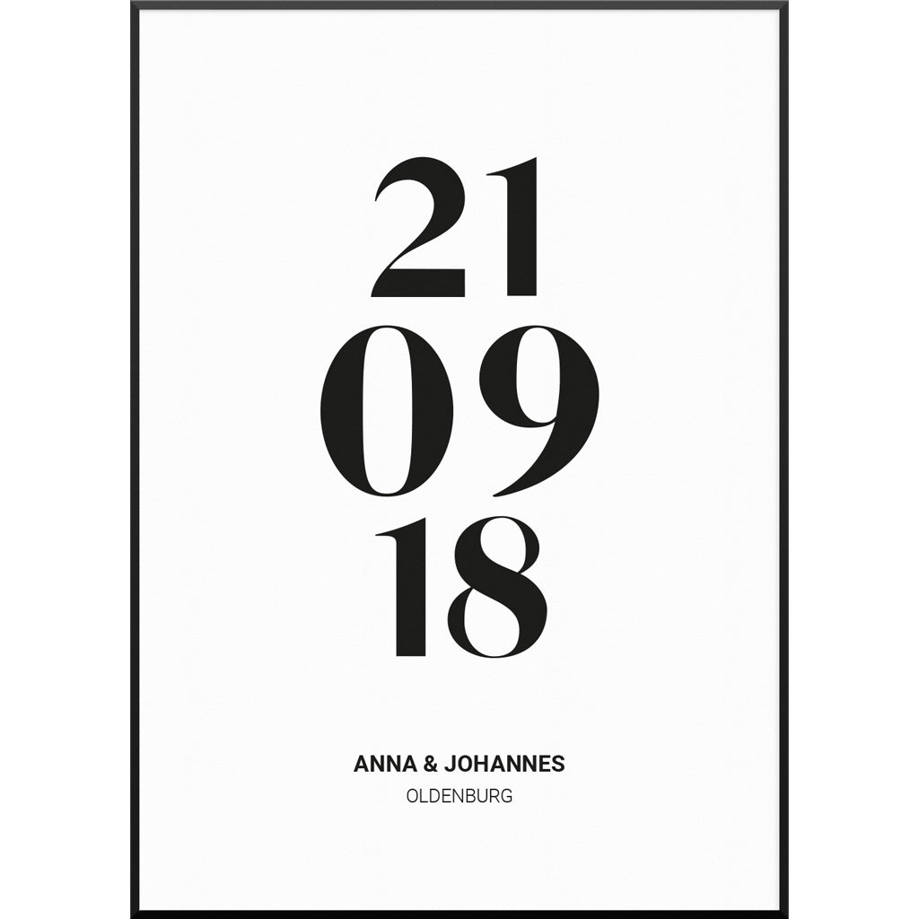 Personalisiertes Poster "Wunschdatum No2 Poster" | Wanddekoration | Personalisierte Geschenkidee, 50 x 70 cm Personalisiertes Poster "Wunschdatum No2 Poster" | Wanddekoration | Personalisierte Geschenkidee, 50 x 70 cm von My Fam Poster I Individuelle Familienposter