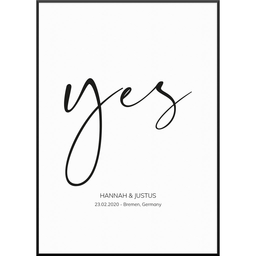 Personalisiertes Poster "Yes Script Poster" | Wanddekoration | Personalisierte Geschenkidee, 40 x 60 cm von My Fam Poster I Individuelle Familienposter