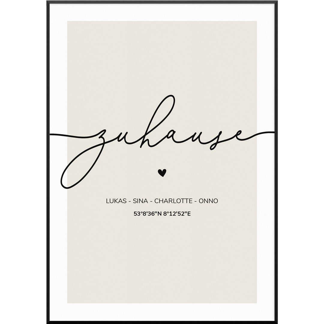 Zuhause Script No2 Poster, 40 x 60 cm von My Fam Poster I Individuelle Familienposter