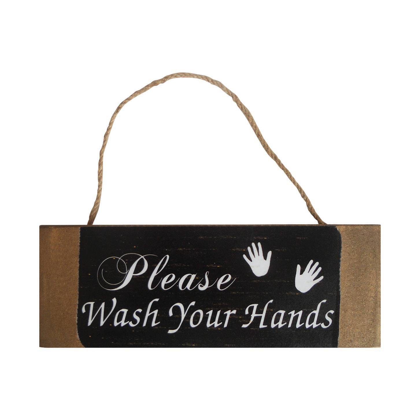 My Flair Schild Wash your Hands MDF Modern Schwarz 35x12x1 cm (BxHxT) von My Flair