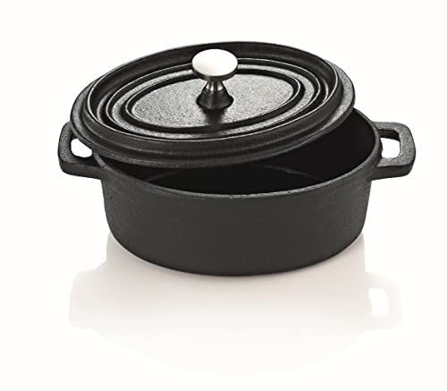 Cocotte oval 12cm Gusseisen schwarz Bräter Serviertopf Schmortopf von My-Gastro