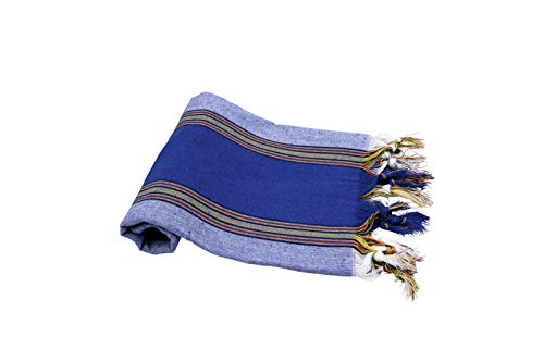 my Hamam, Hamamtuch Handtuch Blau mit Fransen, mehrfarbiges Classic Längsstreifen Muster ca. 80x170 cm von my Hamam