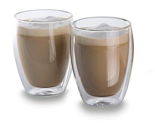 2er Set doppelwandige Cappuccino Gläser Thermoglas für Kaffee,Tee, Caappuccino,Glühwein von My Home