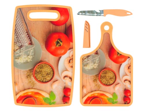 3-tlg. Schneidebretter-Set mit Messer, Tomate, Design 1 von My Home