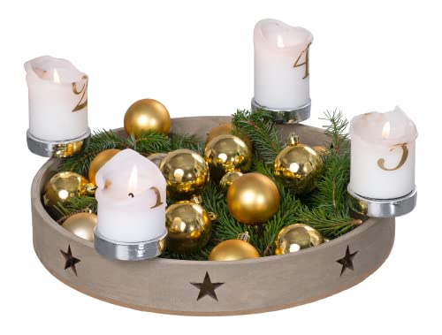 Edler Adventskranz Star aus FSC® zertifiziertem Holz Kerzenhalter Tischdeko Weihnachtsdeko 35 cm Durchmesser von My Home